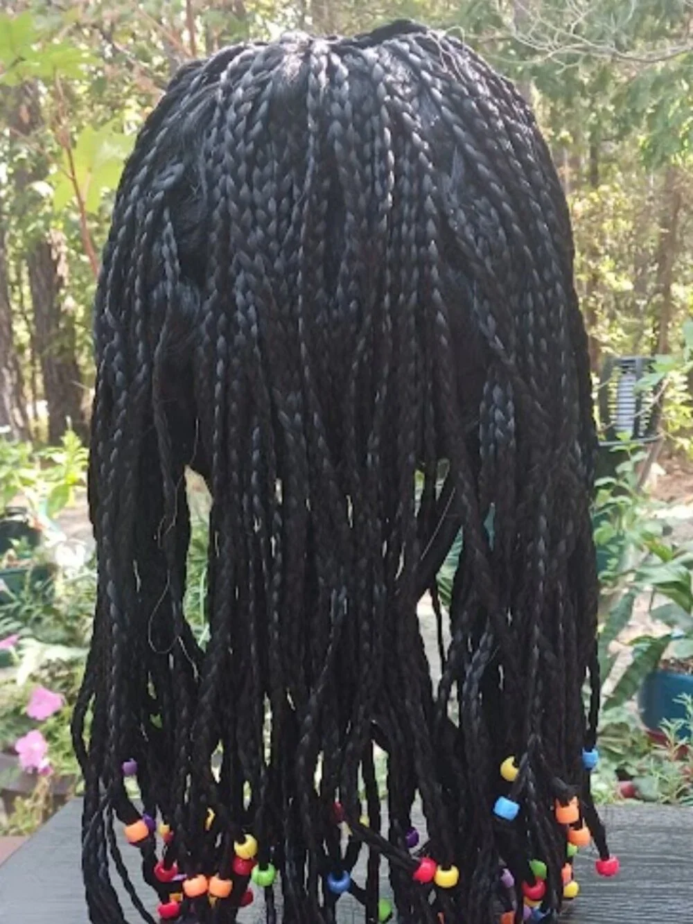 Black Braided Costume Wig Colorful Beads Unisex-Retro-Hippy-Egyptian Queen